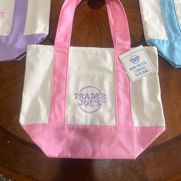 Mini Pastel Canvas Tote Bag - Trader Joe’s pastel - Picture 7 of 7